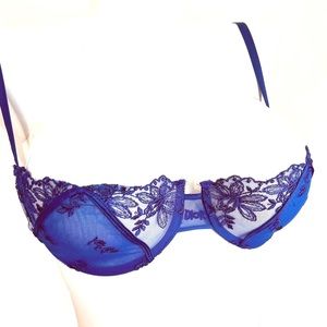 Sale! Vintage 80'S Christian Dior Blue Satin & Lace Balconette Bra NWT!